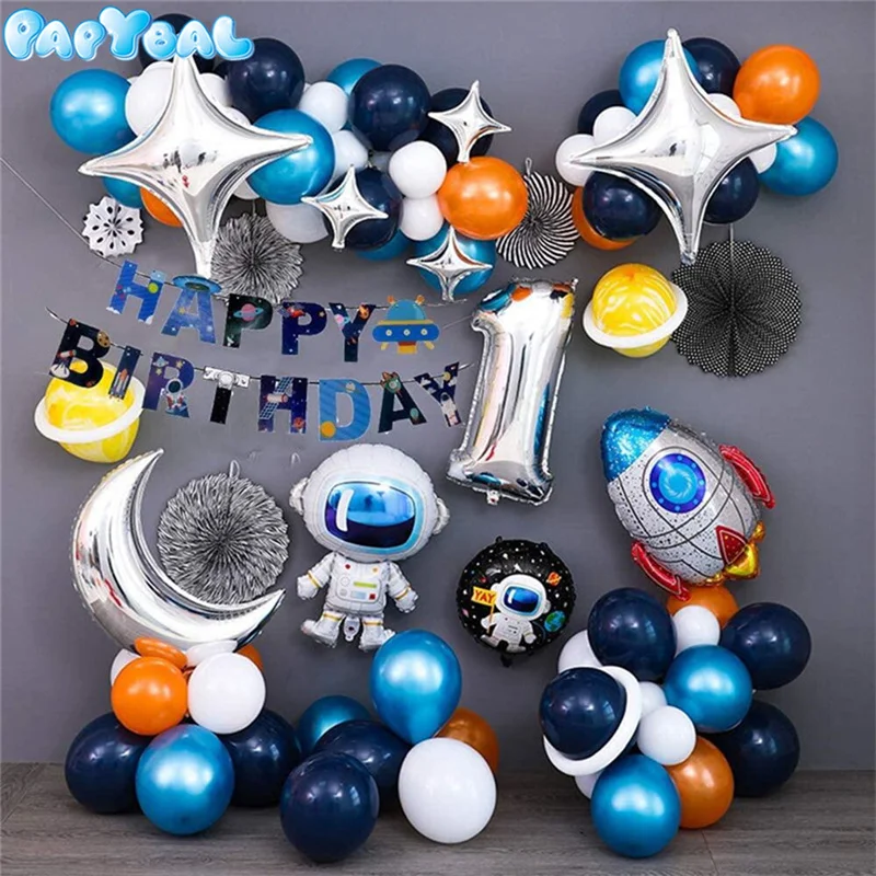 

79pcs Universe Outer Space Astronaut Rocket Latex Foil Balloons Garland Arch Kit Boy Galaxy Theme Birthday Party Decors Globos