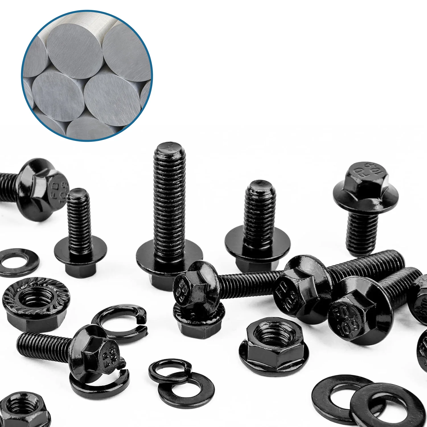 VKKM 260 pcs Hex Cap Flange Bolt Assortment Kit/Screws, Nuts & Washers/Black Oxide, M6-1.0 x 16/20/25/30/35mm, M8-1.25
