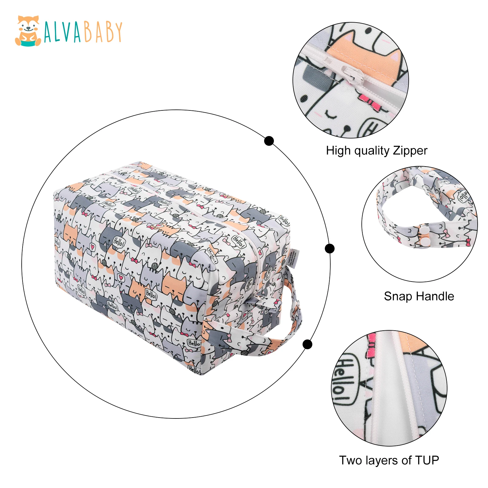 U PICK ALVABABY Diaper Pod Double TPU Layers Cloth Diaper Bag Reusable Bag Waterproof Nappy Diaper Bag Maternity Bag