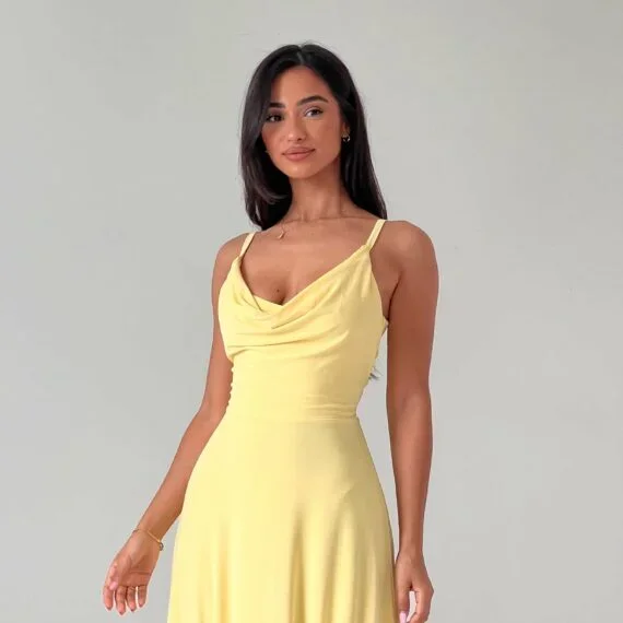 Lulah Drape Maxi Dress with Built-in Bra, Summer Suspender Sexy