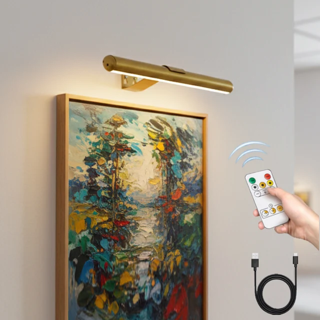 4000mAH ภาพวาดภาพแสงภาพห้องนั่งเล่นระยะไกลโคมไฟติดผนังไร้สาย Art จอแสดงผลแบตเตอรี่ดําเนินการ 1