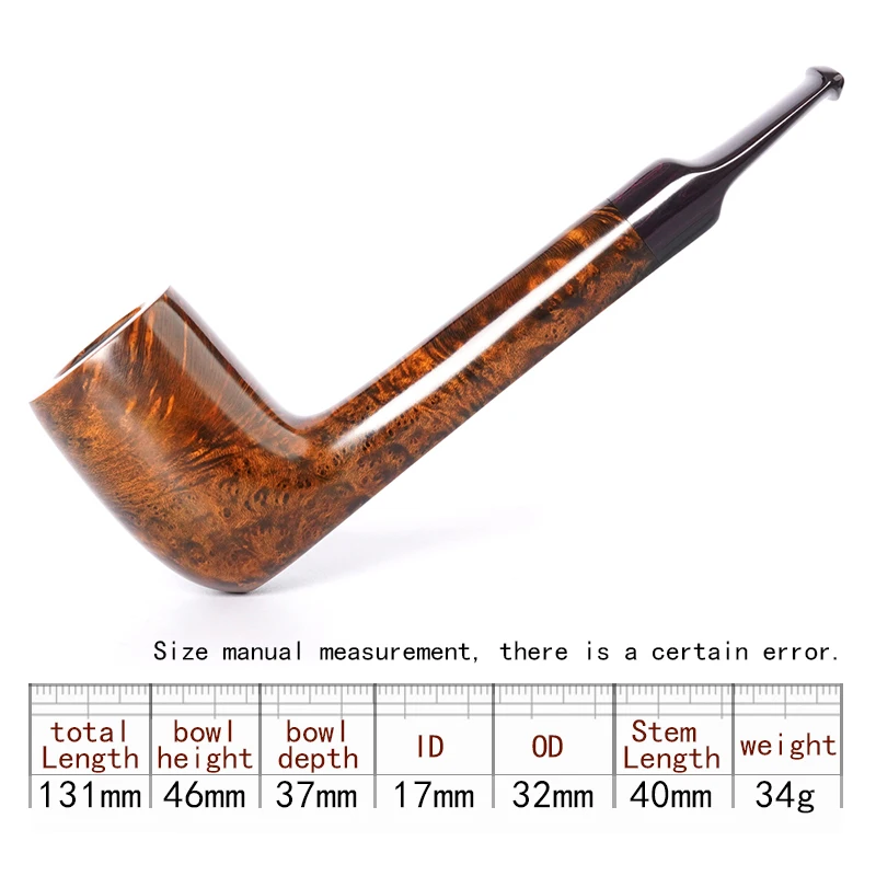 MUXIANG handmade briar tobacco pipe straight handle vulcanized rubber pipe mouth solid wood bulldog double waistline design
