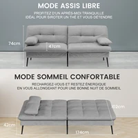 COMHOMA Складной чехол-футон, диван-кровать, подходит для углового дивана, 3-местный гостевой диван с регулируемой спинкой, ткань — изображение 5