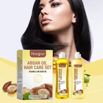 Hoegoa Argan Oil Hair Cleanning Care Set Strengthen Roots Nourishing Scalp Anti Hair Loss Smoothing Volumizing Hair Wash Set 1