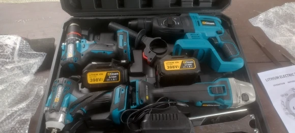 Gisam 4Pcs Brushless Tools Set 13mm Electric Drill + 2 In1 Impact Wrench + 125mm Electric Angle Grinder+ Electric Hammer Drill photo review