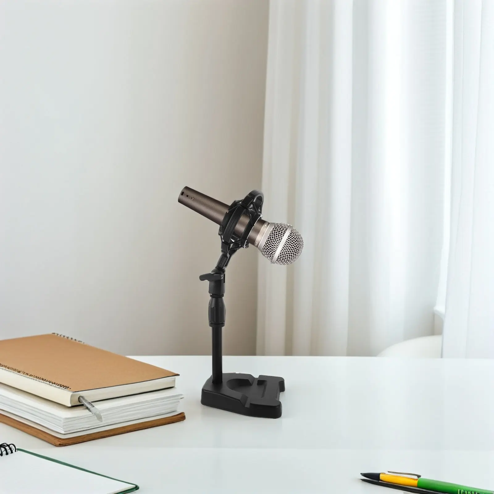 라이브 녹음을 위한 데스크탑 마이크 스탠드, 충격 방지 및 흔들림 방지, 회전 및 높이 조절이 가능한 마이크 스탠드
