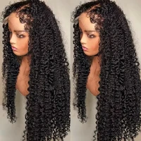 250%Kinky Curly 4C Edges Curly Baby Hair Lace Wigs Human Hair 13x6 HD Lace Frontal Wig Deep Wave Curly Lace Front Wigs For Women 1