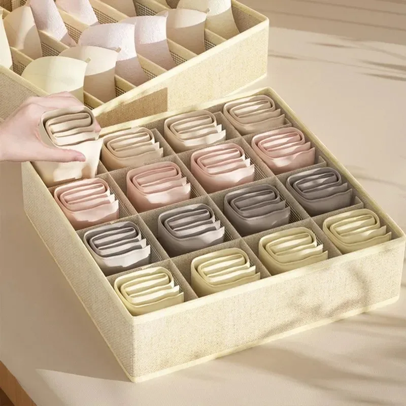 Description Picture 5 of item1-2Pcs Underwear Storage Boxes Socks Clothes Storage Organizer Non-woven Fabric Drawer Type Panties Three-piece Set Box Box Home