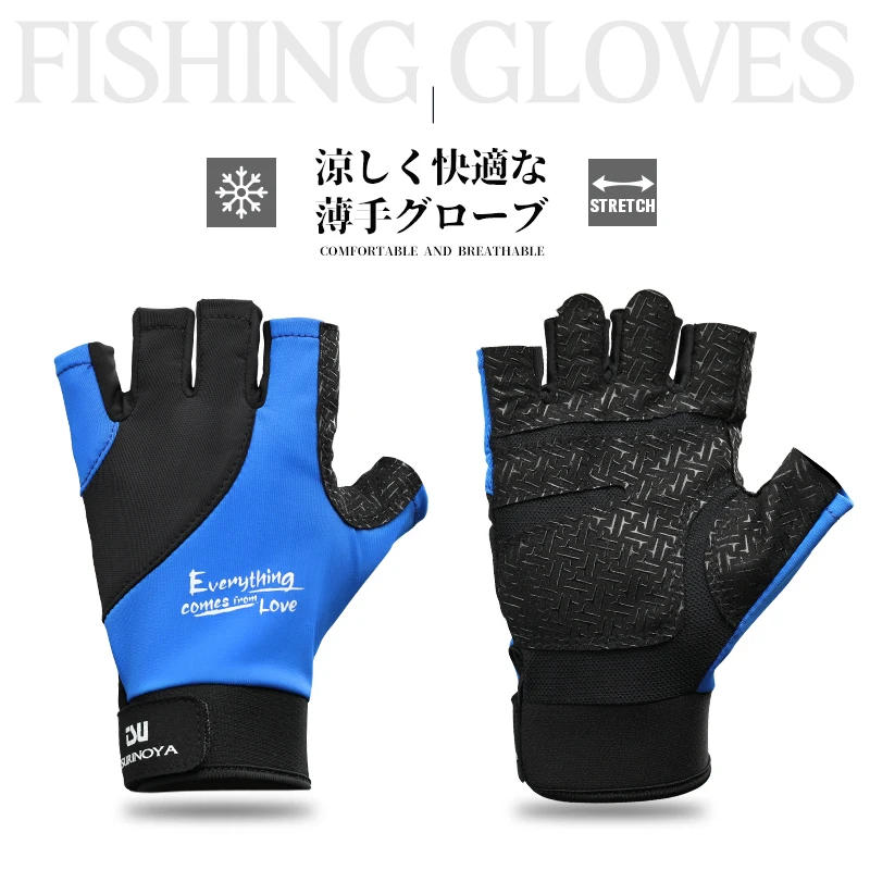 Fingerless Gloves Fishing Gloves TSURINOYA Summer Half Finger Gloves Outdoor Sport Fishing Gloves Quick Dry Breathable Sun Protection Anti-slip Thin