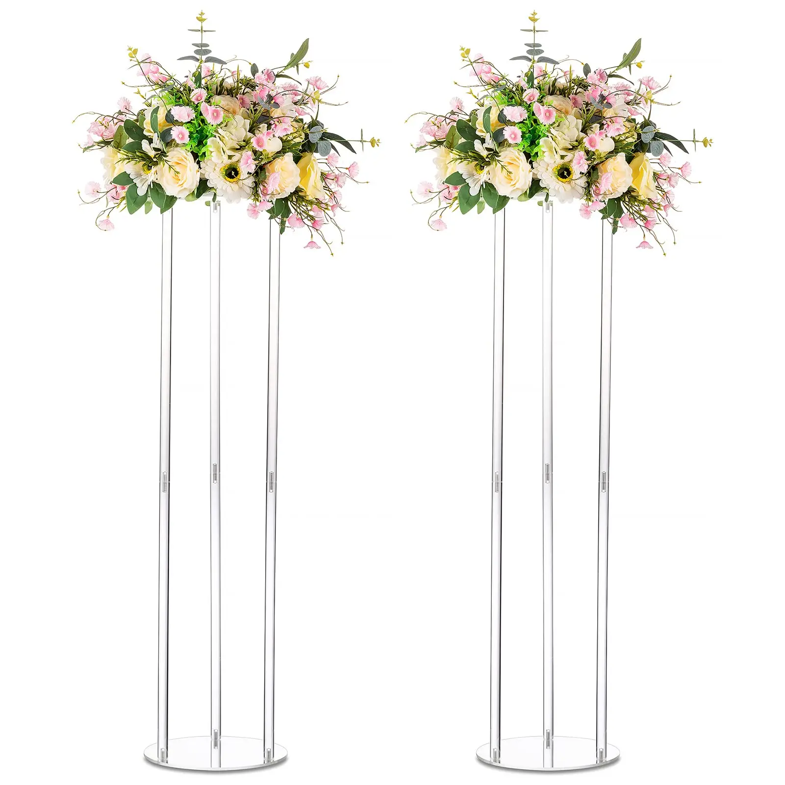 Vase Géométrique en Acrylique pour Centre de Table de Mariage, Colonne  Transparente, Support à Fleurs, Décoration de ixd'Anniversaire - AliExpress