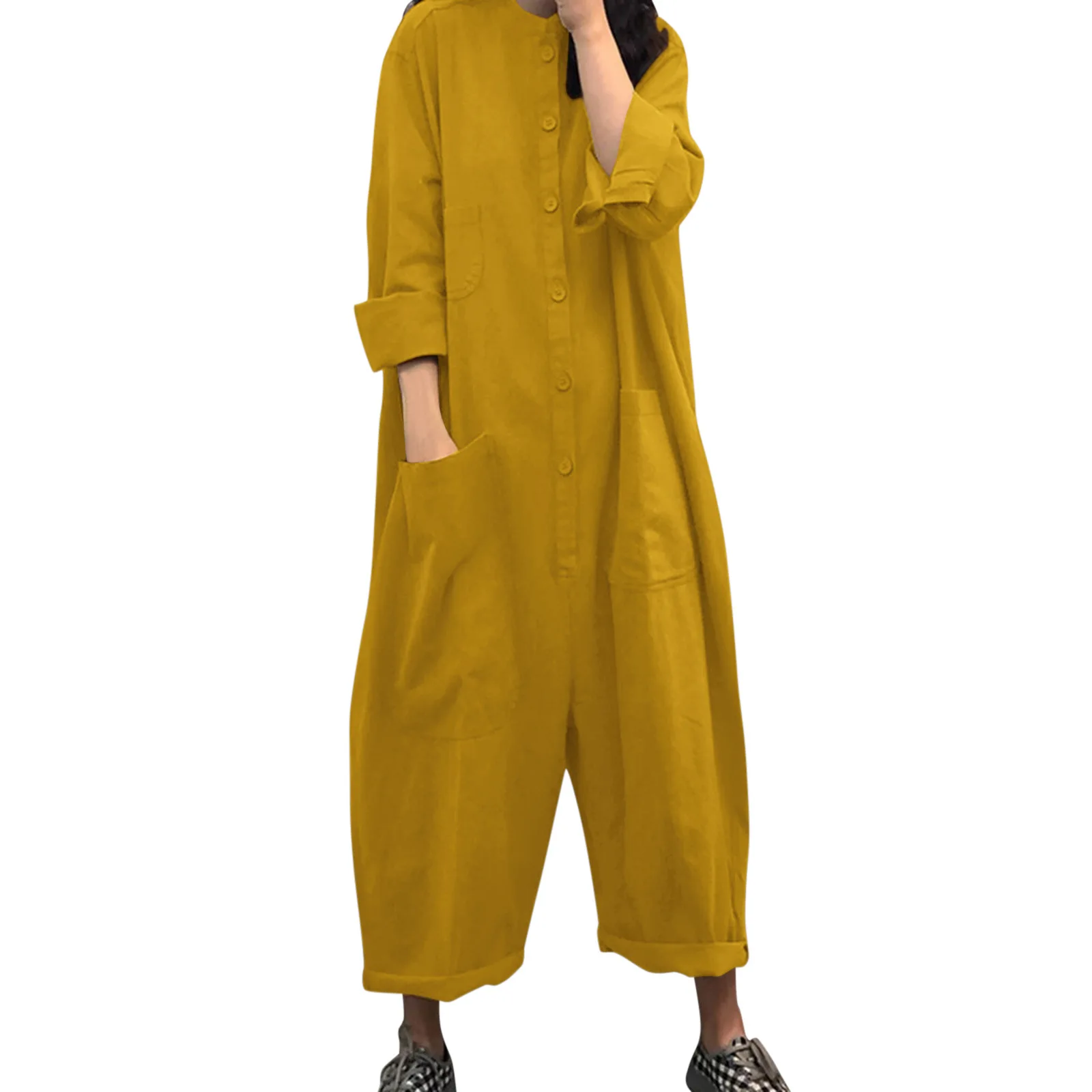 Ladies Onesie Bodysuits Trouser Pant Loose Causal Female Women Solid One-Piece Romper Overalls Jumpsuit Streetwear Plus Size 3