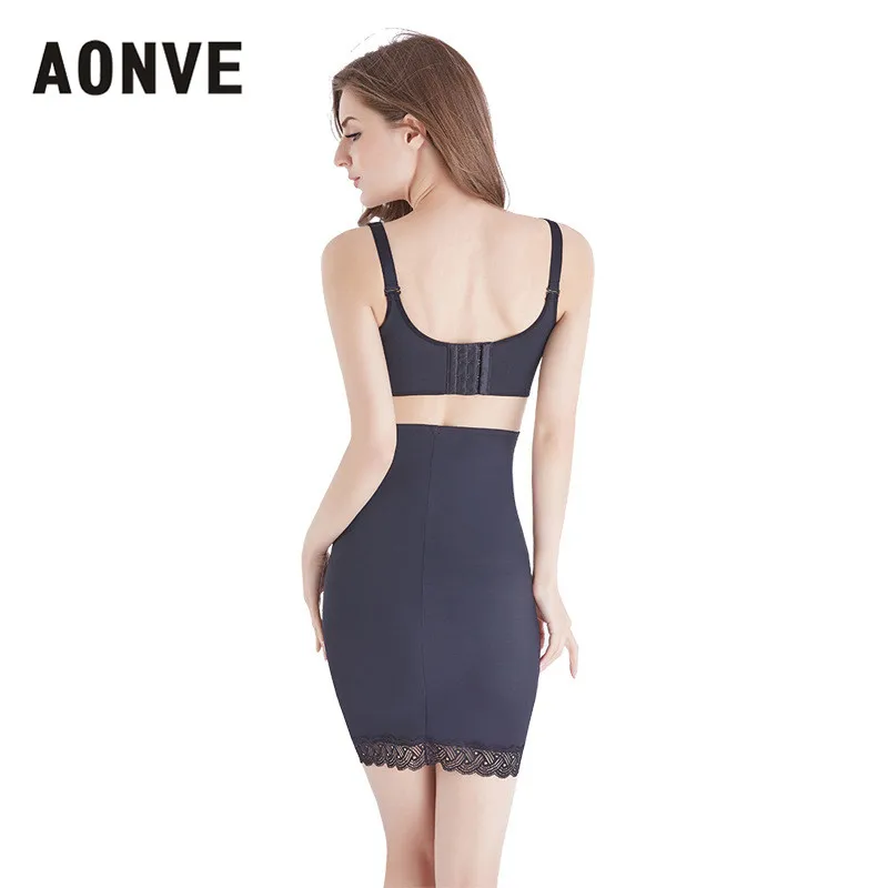Women Sexy Lace Underess High Waist Underskirt Half Slips Body Shaper Tummy Skirt Butt Lifter Petticoat Underwear Black Nude
