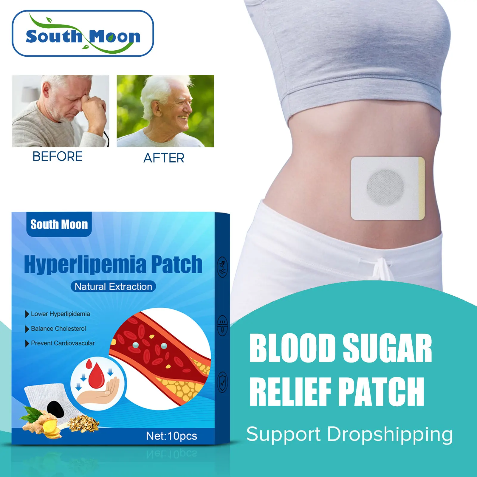 Anti Hyperlipemia Patch Lower High Blood Pressure Diabetes Treatment Balance Blood Vessel Lipids Sugar Regulator Chinese Plaster