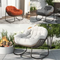 Кресло-качалка, 90x80 см, большое кресло Rtin с мягкой подушкой, кресла для отдыха, бежевый/серый/оранжевый