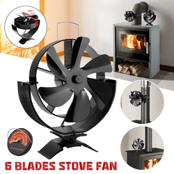 New 6 Blades Heat Powered Stove Fan 360° Rotating Fireplace Fan Log Wood Burner Eco-fan Quiet Efficient Heat Distribut Stove Fan