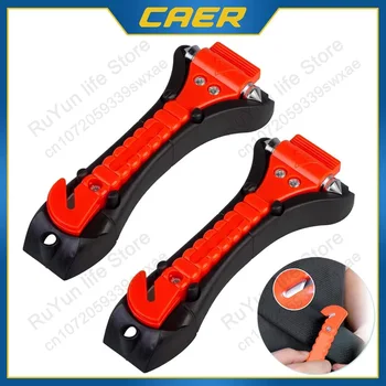 1/2PCS Survival Safety Hammer Camping Driving Car Seat Belt Cutter 2-in-1 Emergency Break Window Glass Punch Life Rescue Tools 1