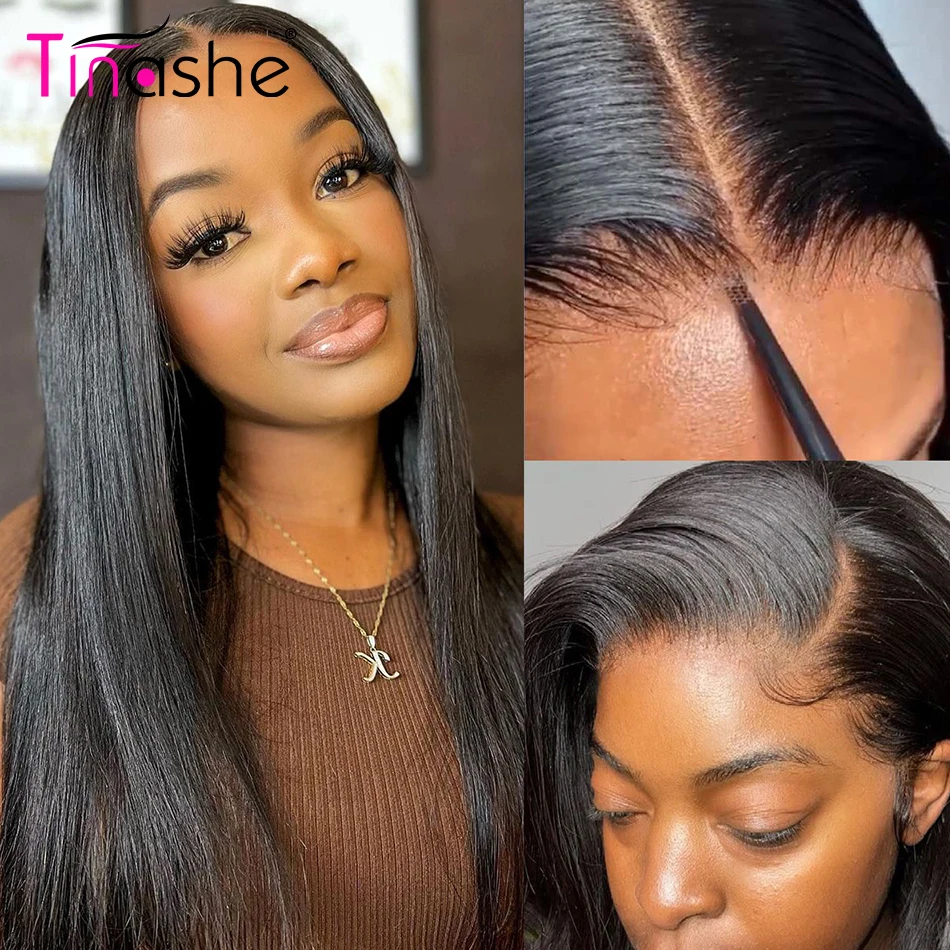 Human Hair Wig Lace Front Wigs Tinashe Ready To Go Lace Front Human Hair Wig Pre Plucked Bone Straight 200 250 Density 13x6 HD Frontal