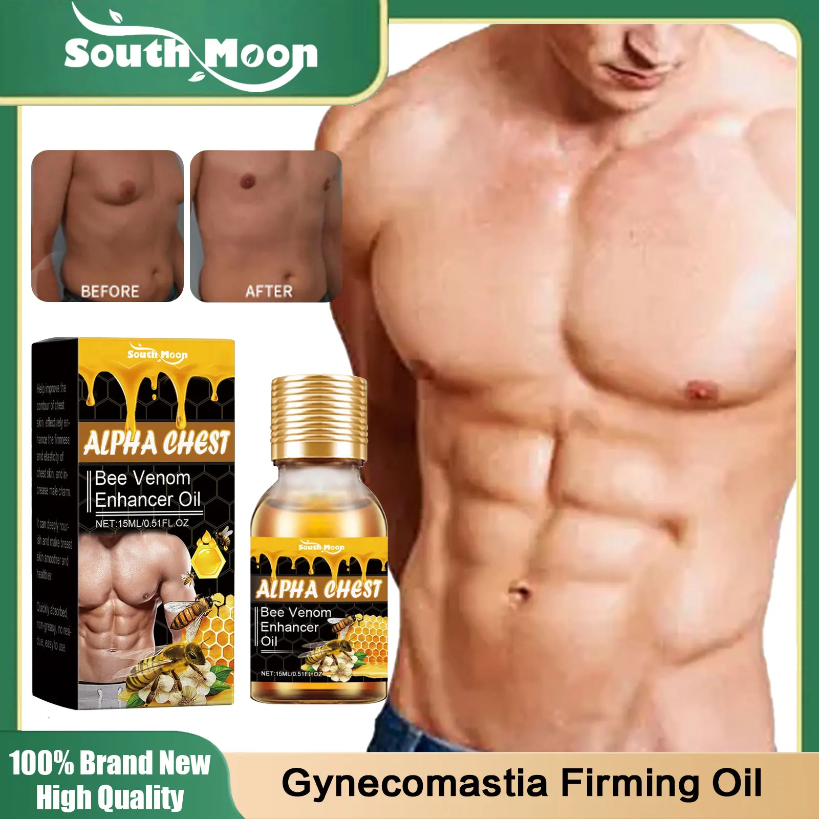 Man Breast Tightening Oil Bee Venom Enhancer Serum Chest Fat Reduction Gynecomastia Shaping Strengthen Chest Muscle Firm Massage man breast tightening oil