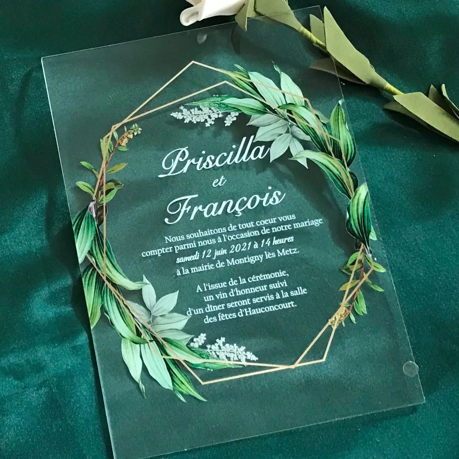 

Special Gift Custom 10pcs Acrylic Wedding Invitation,Green Leaf Acrylic Menu,Sweet Birthday Invitations,Party Favor Decorations