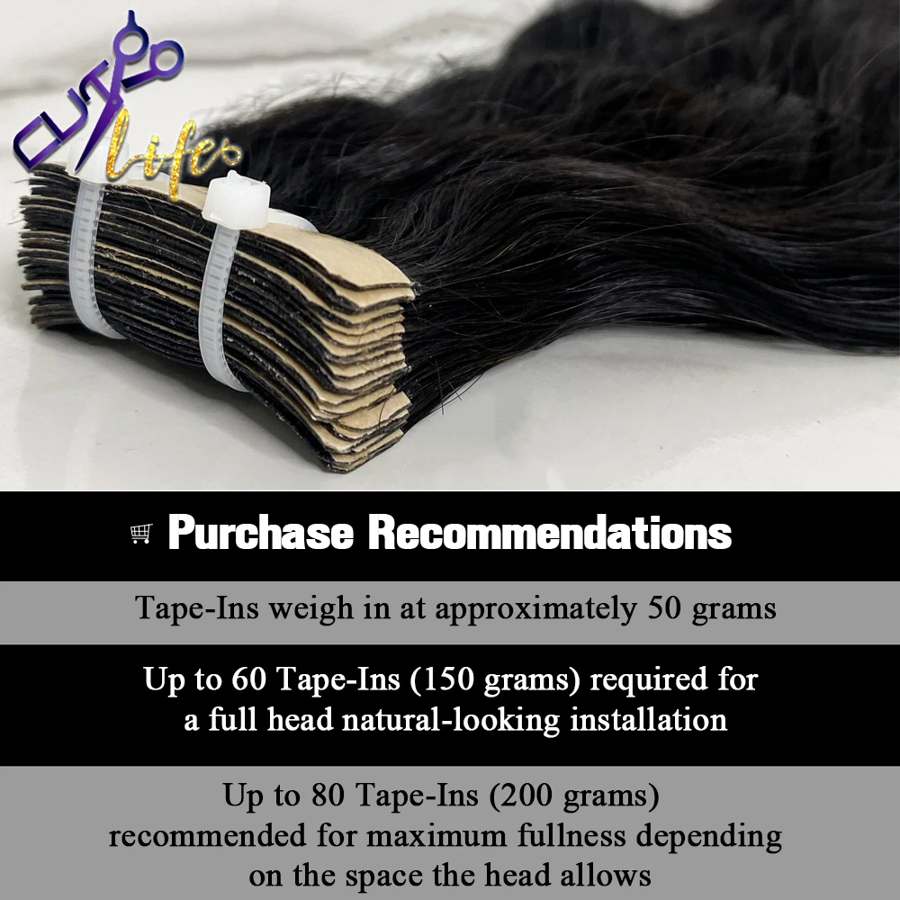 Natural Wave Tape in Extensions Skin Weft Cuticle Remy Body
