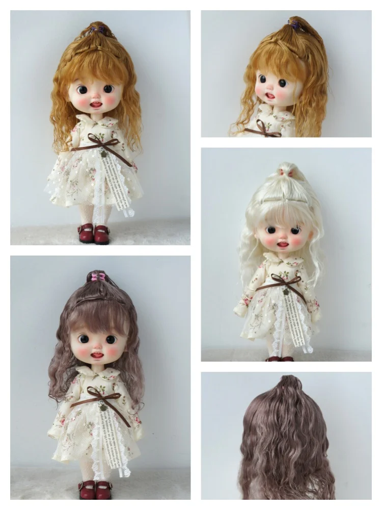 

JD745L New Material Combed Mohair BJD Wig High ponytail Hair For Size 8-9inch 9-10inch 10-11inch Qbaby Blythe Doll Accessories