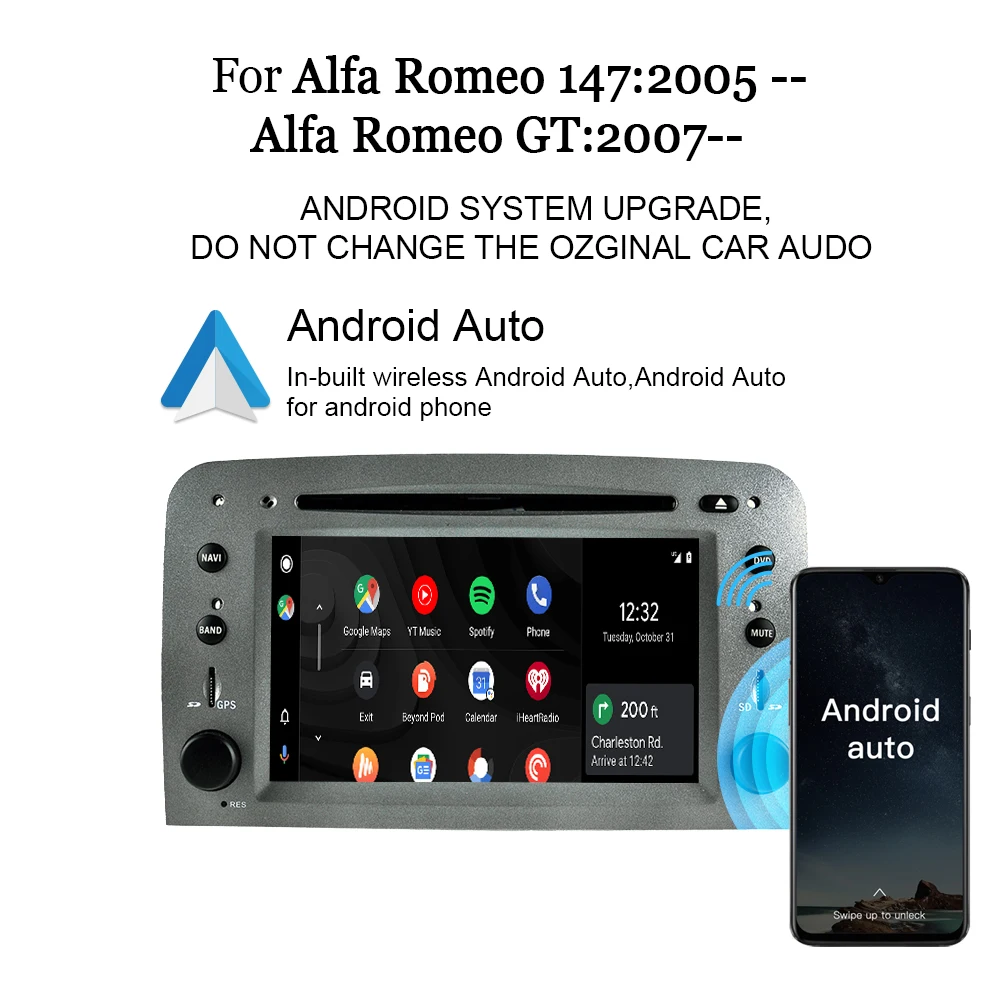 Kit Montage Autoradio 2 DIN Pour Alfa 147 Et GT - Cadre Gris, Adaptateur Antenne