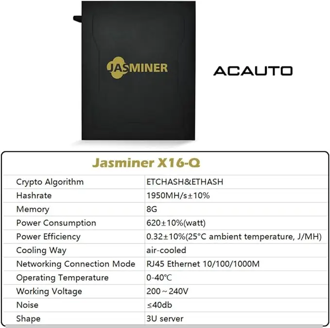Jasminer X16-Q ETC ETHW ä, ó 3U    PSU, 1950M, 620W, 8GB