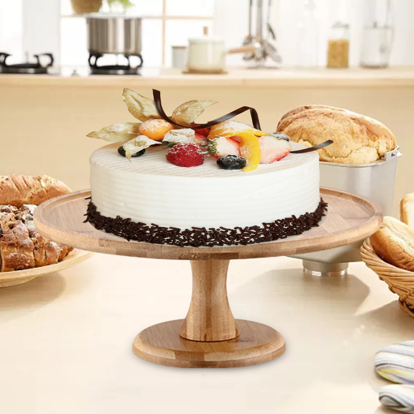 Household Cake Stand Round Party Dessert Wooden Tray Cupcake Holder Stand for Wedding Banquet Party Centerpiece Decoration