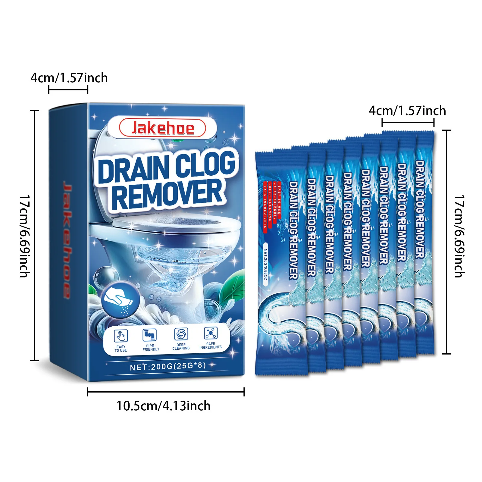 Jakehoe 25gx8pcs Toilet Cleaning Powder Yellow Urine Stain Cleaning Sewer Dredging Bathroom Bowl Descaling Pipe Dredge Powder