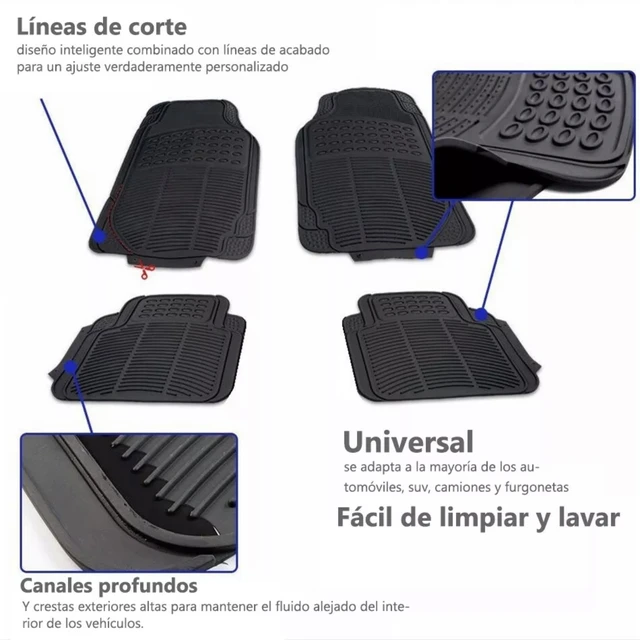 PIC AUTO Alfombrillas de coche con almohadilla de talón de fibra de carbono  gris, alfombrillas delanteras y traseras de ajuste universal para SUV