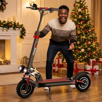 SUNNIGOO Scooter elettrico per adulti Batteria al litio fuoristrada da 10 pollici 48V Velocità massima ​ ​ Scooter elettrico pieghevole con sedile rimovibile da 45 km/h