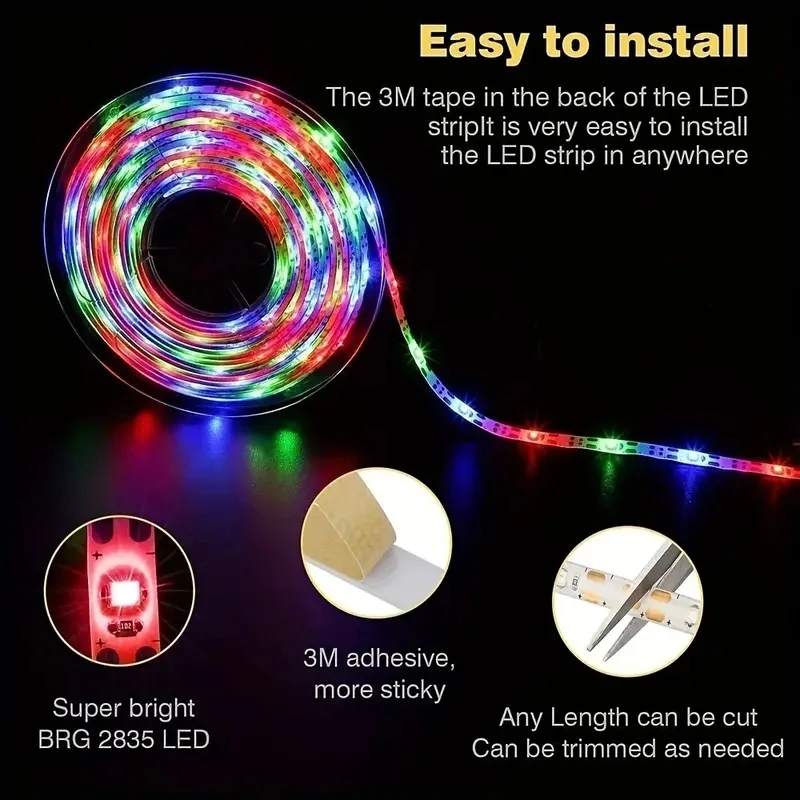 LED Strip Lights RGB 2835 Infrared Remote Control Flexible Tape Lamp 5V USB TV PC Screen DIY Backlight Home Atmosphere Light