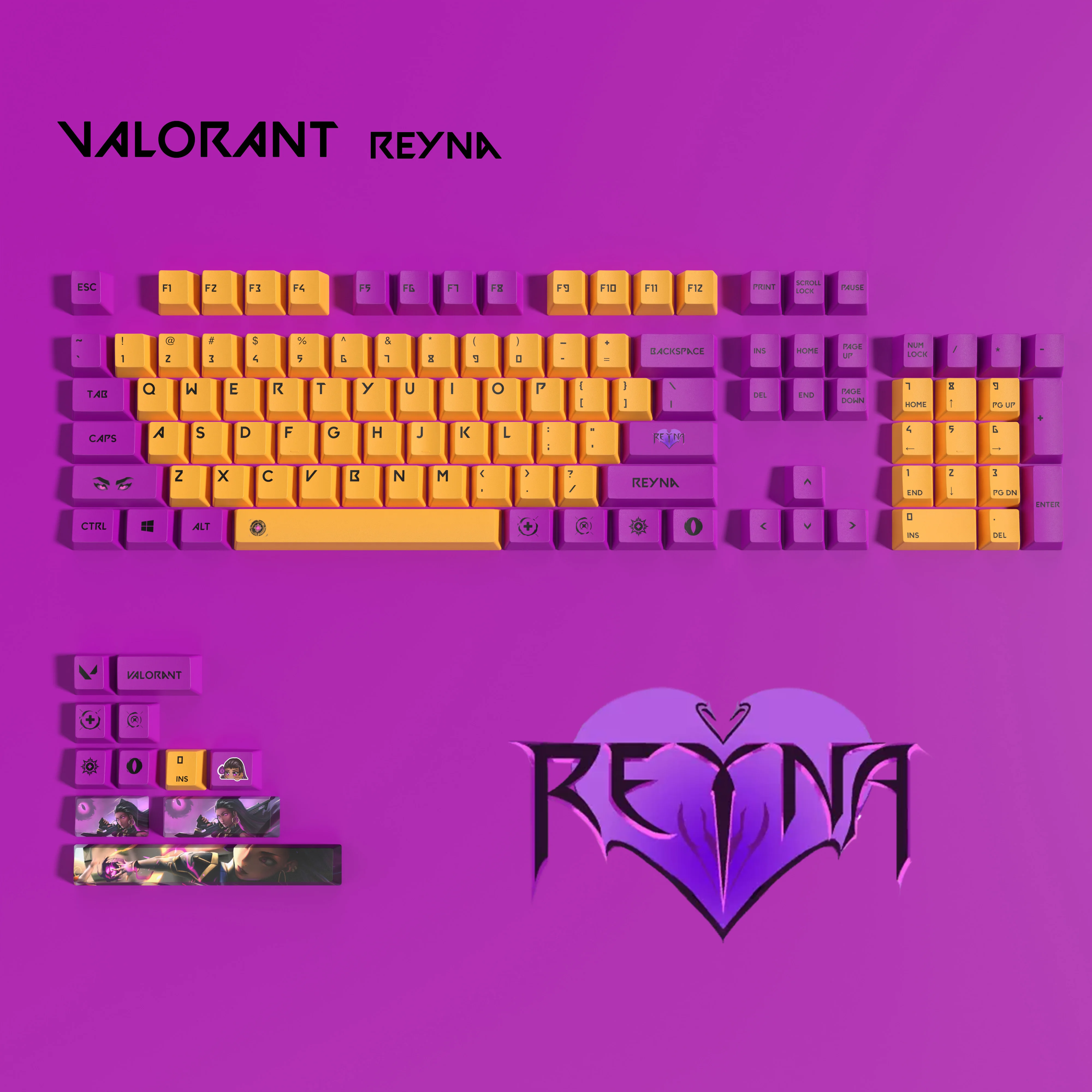 

Valorant reyna keycaps full set High Quality PBT dye sub keycaps OEM prfile