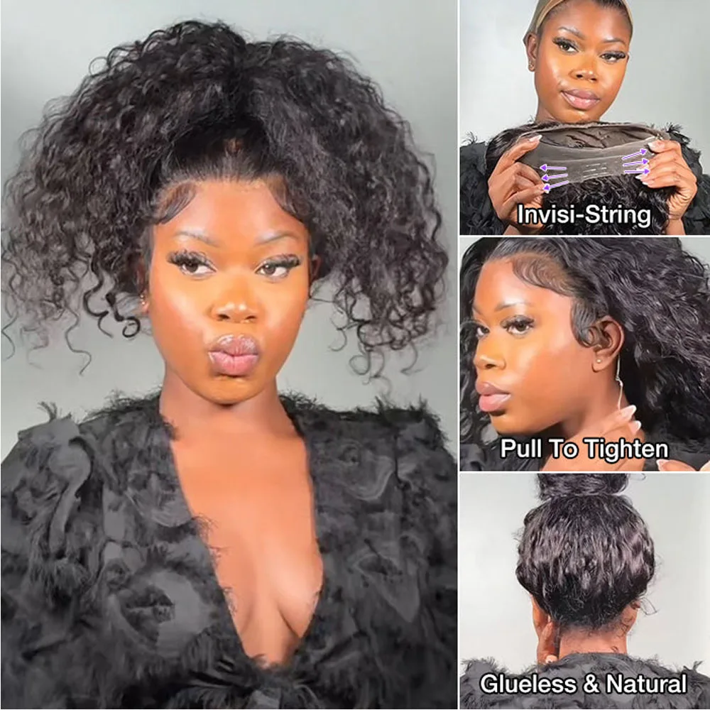 Invisi Strap 360 Full Hd Lace Front Human Hair Wig Hidden Strap 30 Inch Glueless Wig Deep Curly Wave Frontal with Drawstring lace front wig human hair wigs 360 lace wig