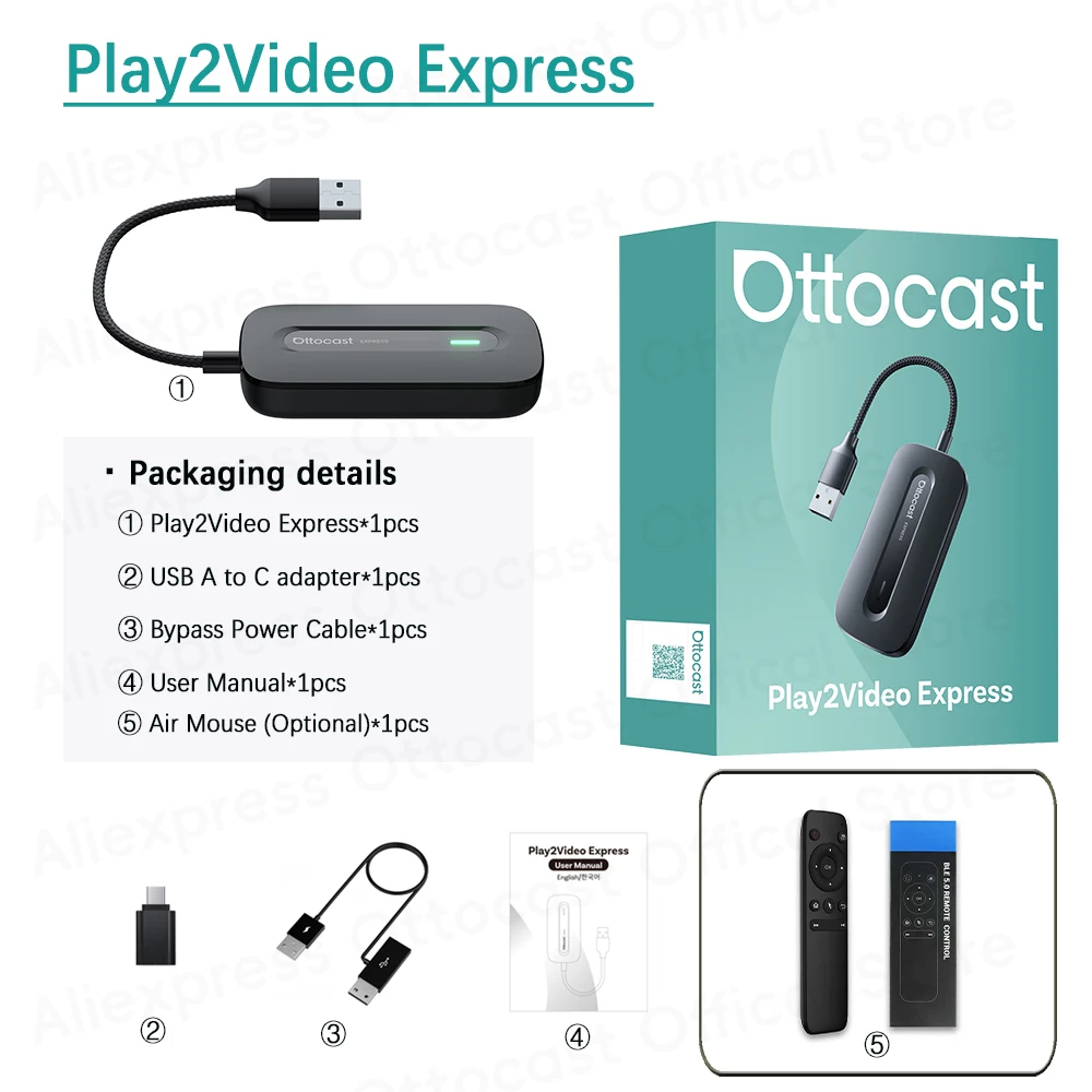 カーオーディオ Ottocast Play2Video Express OTTOCAST Play2Video Express Wireless CarPlay Android Auto AI Box
