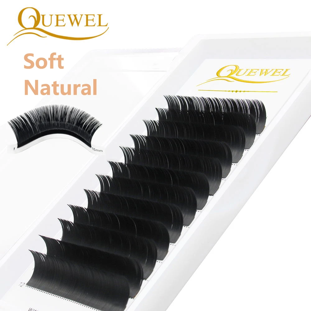 

Quewel Lashes Individual False Eyelash Extension 0.03-0.20mm Lashes Faux Mink Classice Eyelashes C/D/DD Curl Soft Natural Lashes