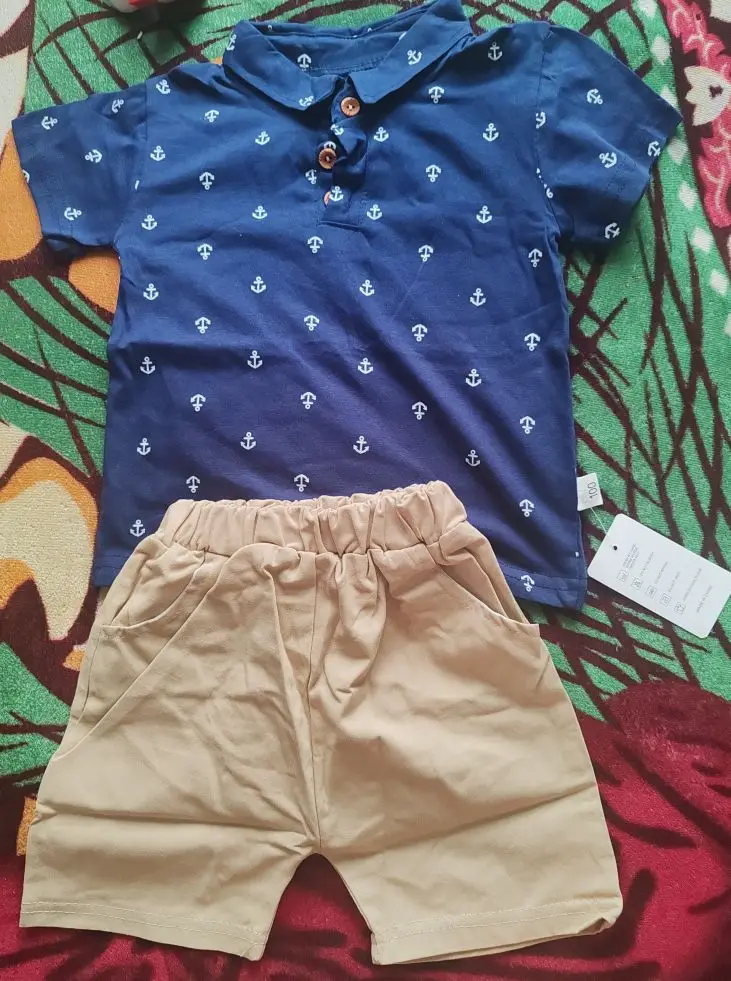 Cute Anchor Pattern Boys Shorts Set photo review