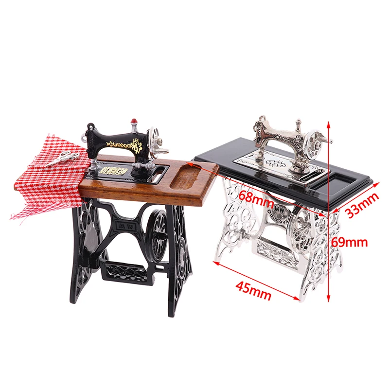 Dollhouse Mini Furniture Sewing Machine With Scissors For Doll House Decor Children's toys and family utensils 1Pc 1:12