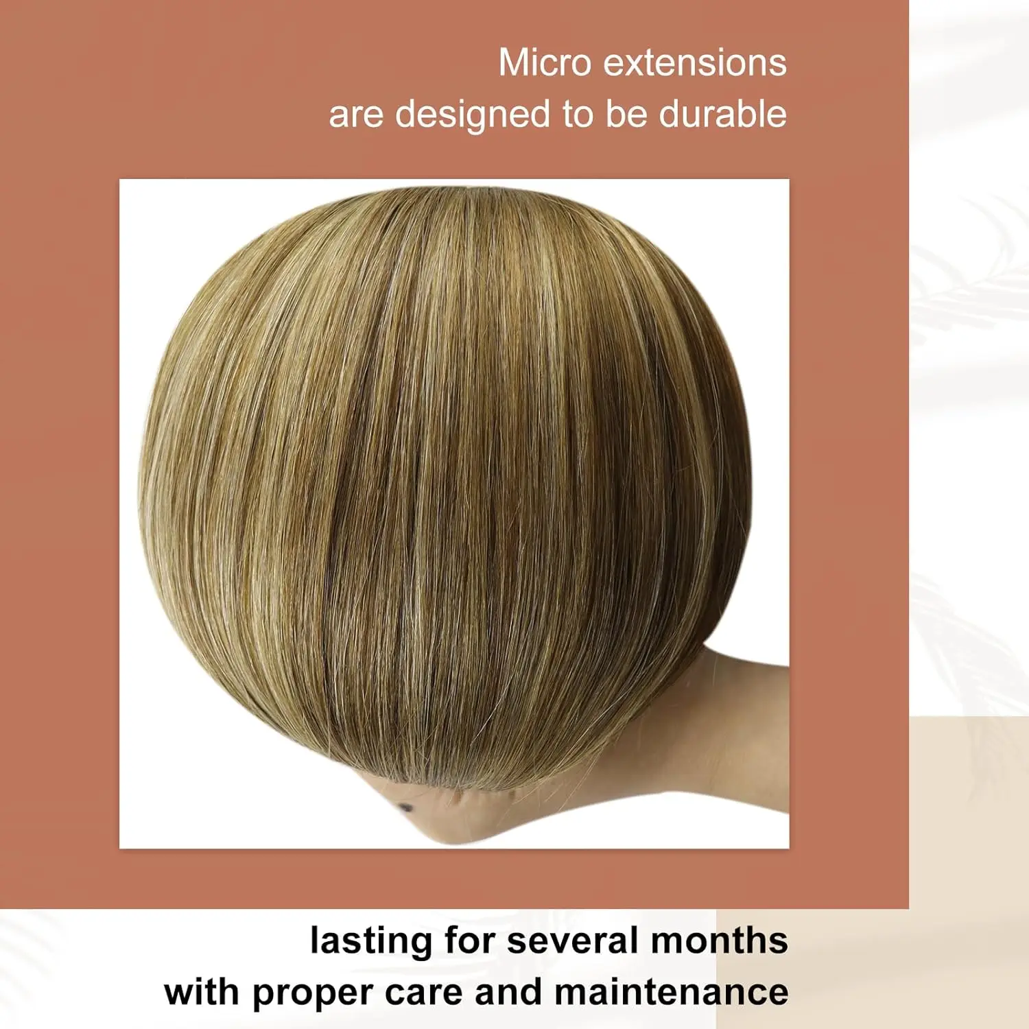 LaaVoo Micro Link Human Hair Extensions 100% Real Natural Straight Brazilian Human Hair Pre-Bonded 50G&100G Remy Micro Ring