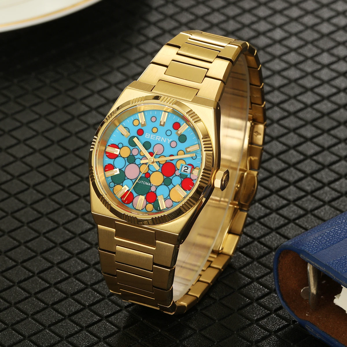BERNY Automatische mechanische Herrenuhren Super Luminous Kalender PT5000 Luxus Herrenuhr Saphir 5ATM Edelstahl Business – Detail 21