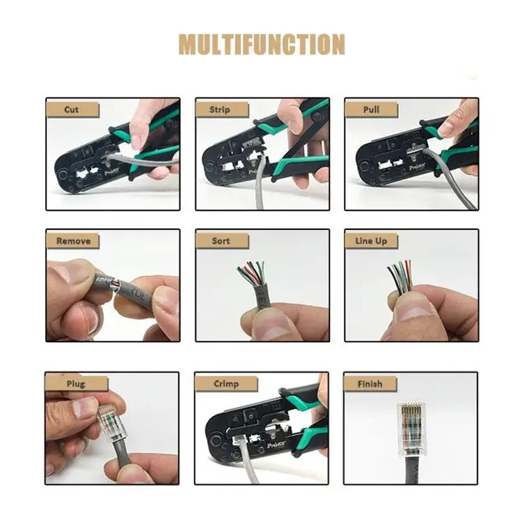 Pro'sKit CP-376TR 4P/6P/8P Telecom Crimping Tool (190mm)Accurate Practical Comfortable Convenient