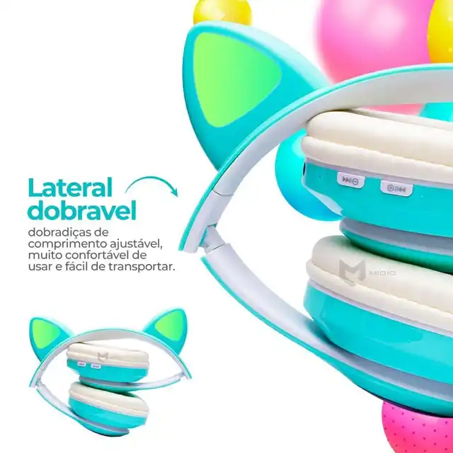 Fone de ouvido com Led Headphone com bluetooth 5.0 4
