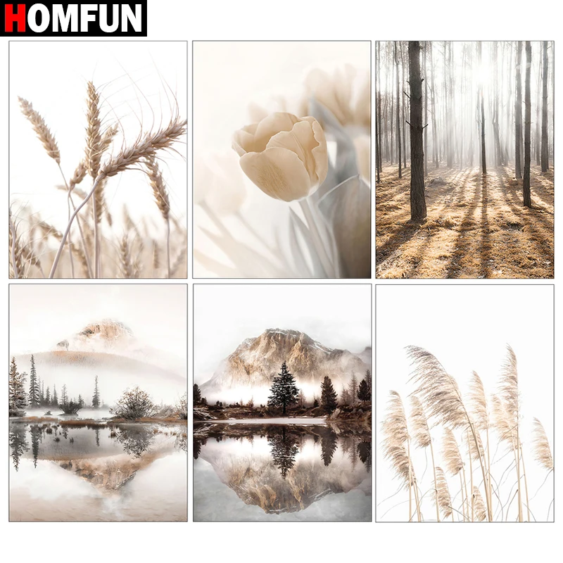 5D алмазная живопись HOMFUN для творчества «цветок, горы, дерево, пейзаж», алмазная живопись, вышивка крестиком, 3D Стразы, украшение для вышивки