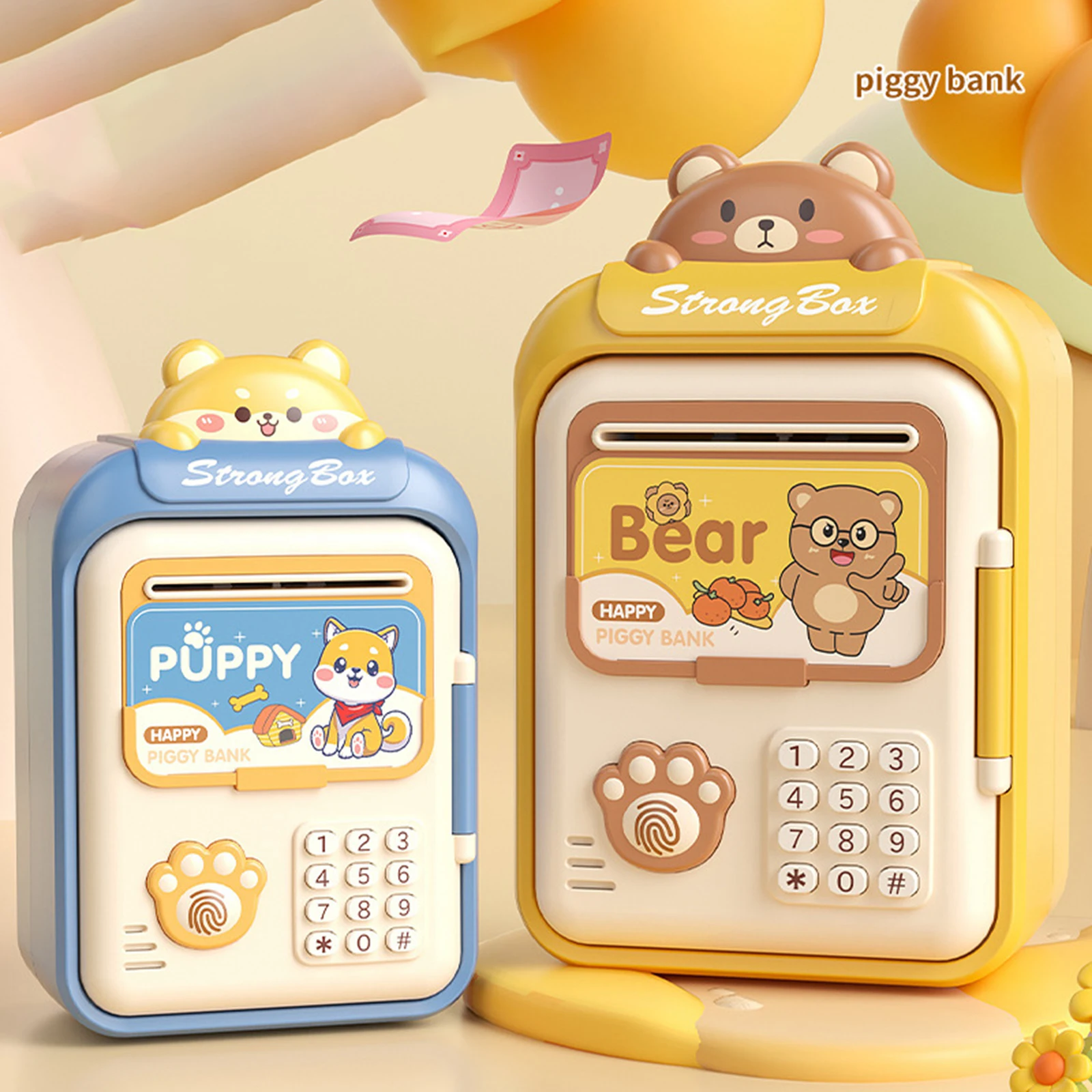 Electric ATM Money Bank Automatic Roll Cash Security Box Kids Piggy Bank Password Lock Savings for Birthday Gift Kids