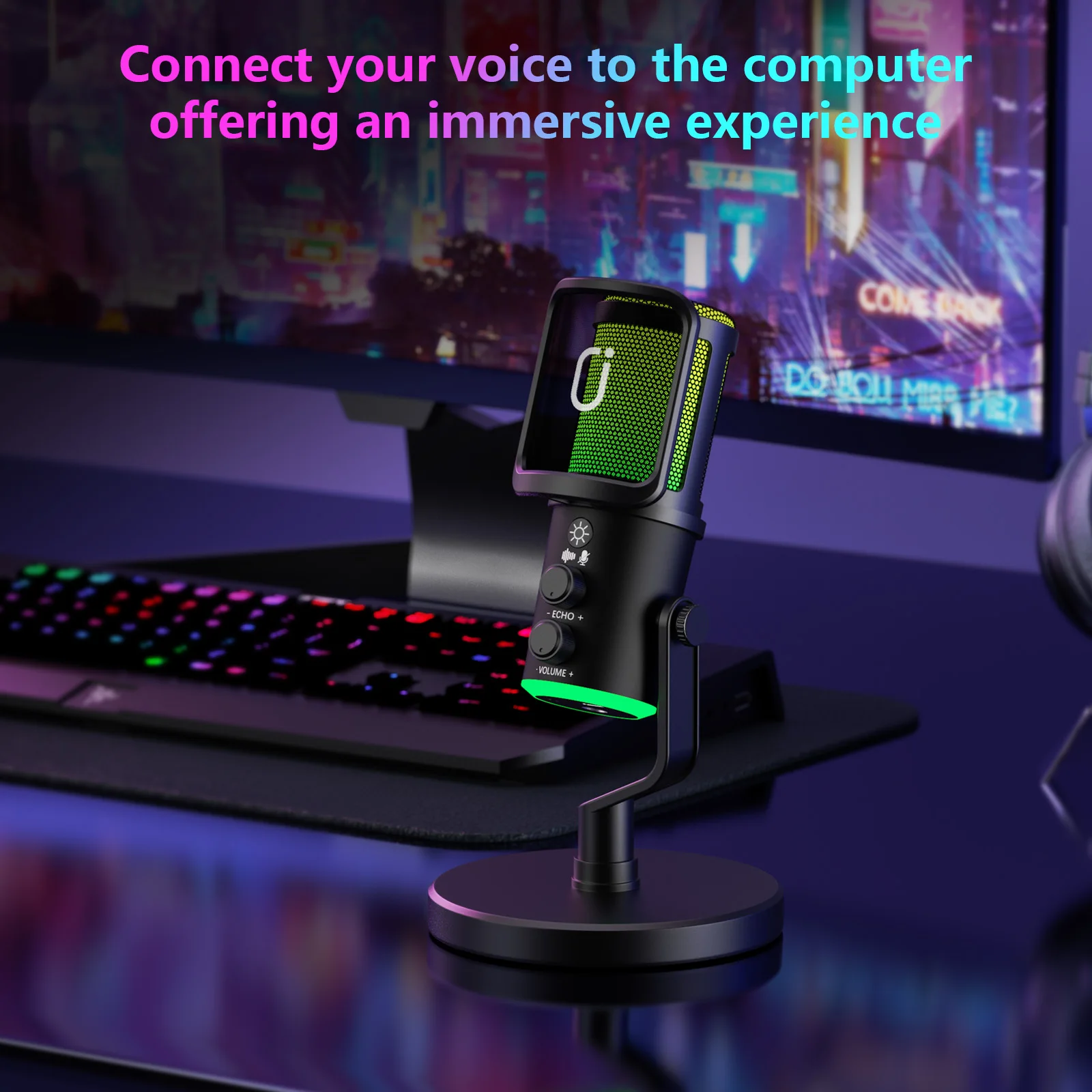 Microfono dinamico USB/XLR per registrazione podcast, microfono per streaming di giochi per computer PC con luce RGB, pulsante di disattivazione, jack per cuffie - Image 3
