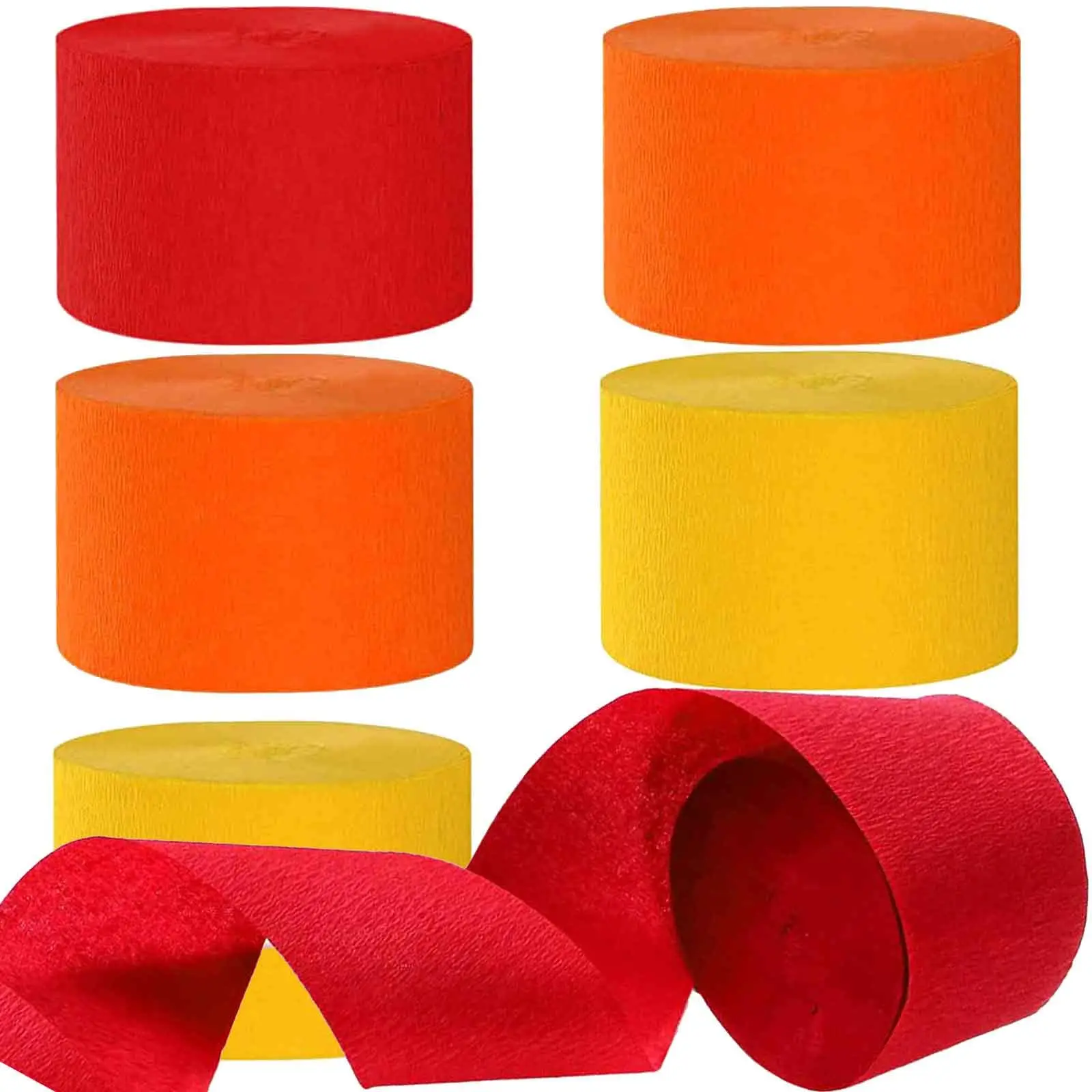 6 Rotoli Di Stelle Filanti Di Carta Crespa Gialla Rossa E Arancione Per Decorazioni Per Feste Di Vigili Del Fuoco Fai Da Te Pompiere Sam Sfondo Di Com