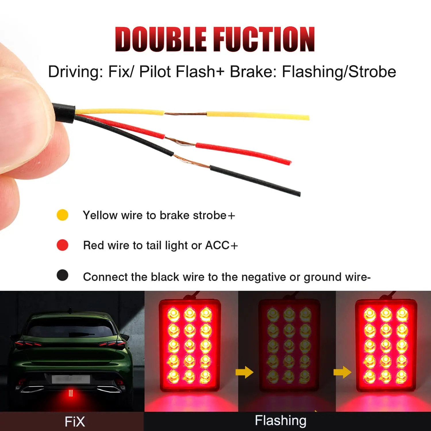 Feu Stop LED Style Formule 1 – Universel, Noir, Pour Voiture/camion – Birdman