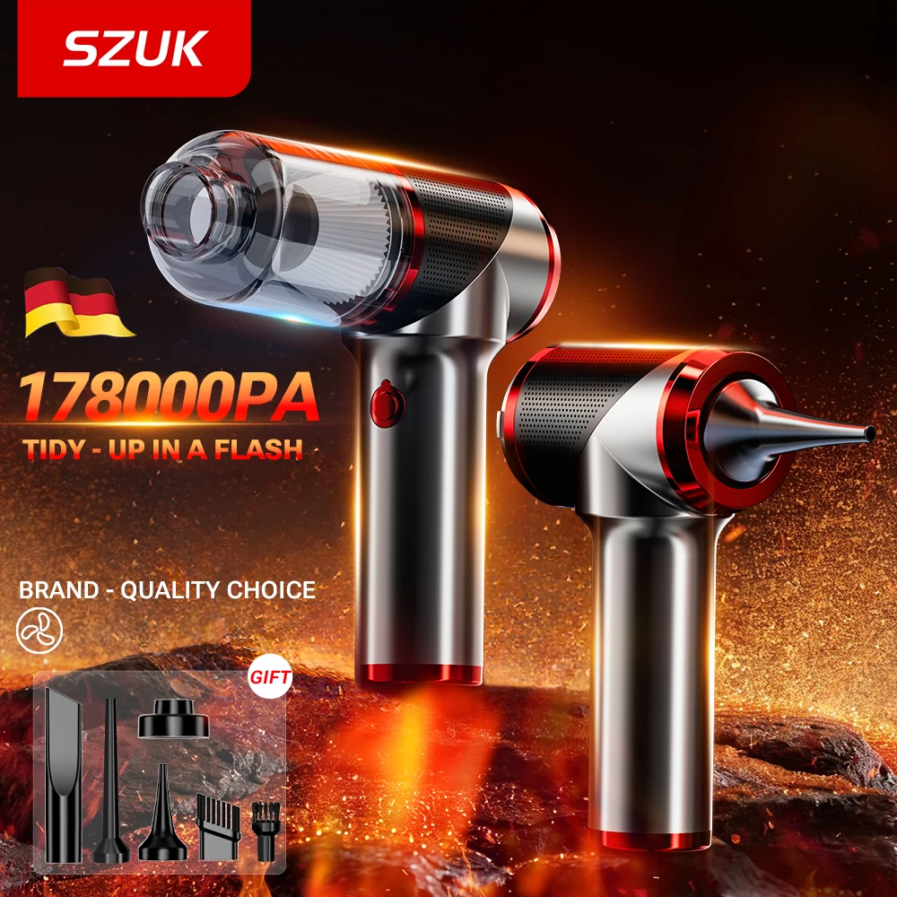 SZUK Mini Car Vacuum Cleaner 178000Pa Powerful Handheld Cleaning Machine Strong Suction Portable Wireless Vacuum Cleaner for Car