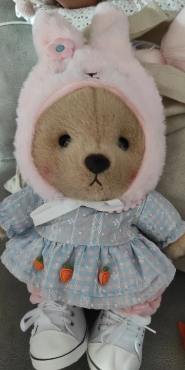 Getahug White Mink Hat Brown Overalls Bear | Handmade Jointed Teddy Bear Gift photo review