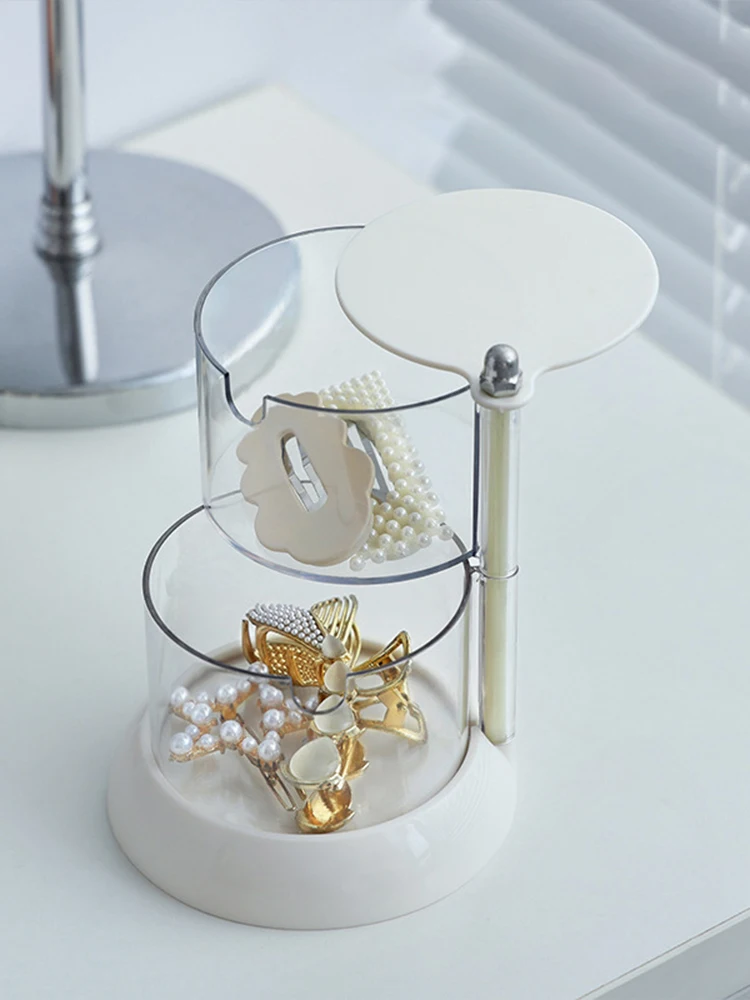 Jewelry Box Transparent Rotating Multi-layer Storage Box Earrings Necklace Bracelet Headband Jewelry Box 360 Degree Dust-proof